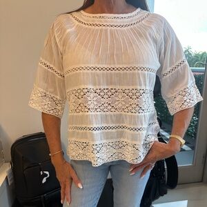 THE KOOPLES WHITE LACE TOP SMALL